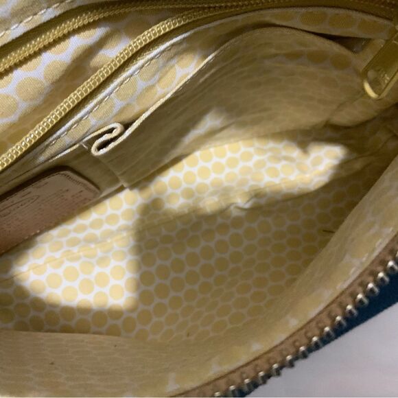 Brighton Newberry Crossbody Bag Flowers Discontinued Adjustable Strap Blue ivory - Picture 11 of 15